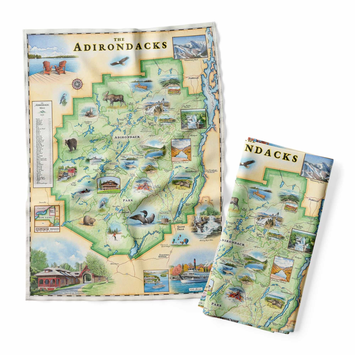 DT_ADKS Adirondacks Map Kitchen Towel