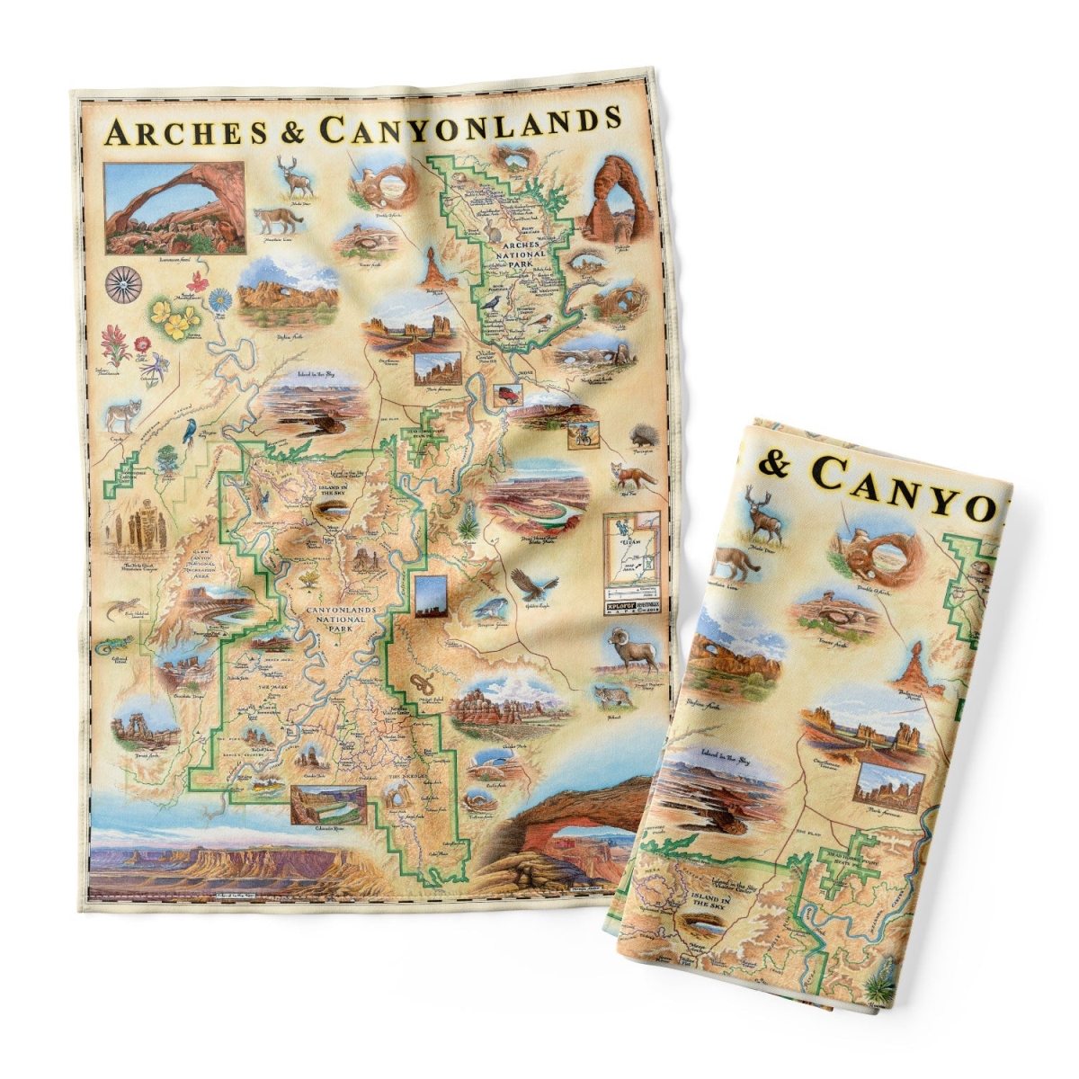 DT_ARCAN Arches & Canyonlands National Parks Map Kitchen Towel
