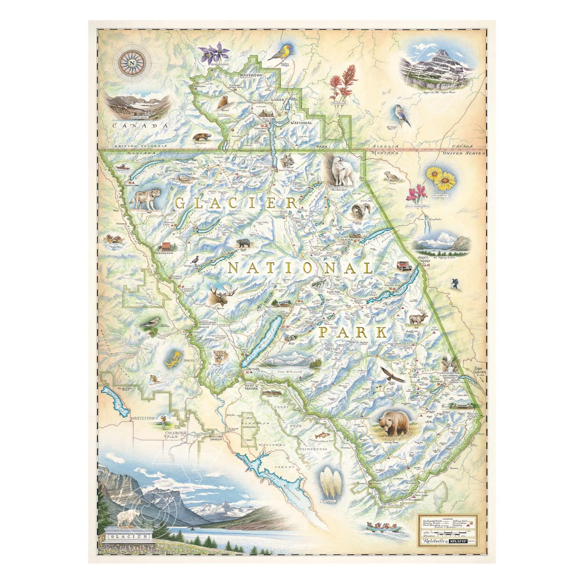 MAP_GNP Glacier National Park Hand-Drawn Map