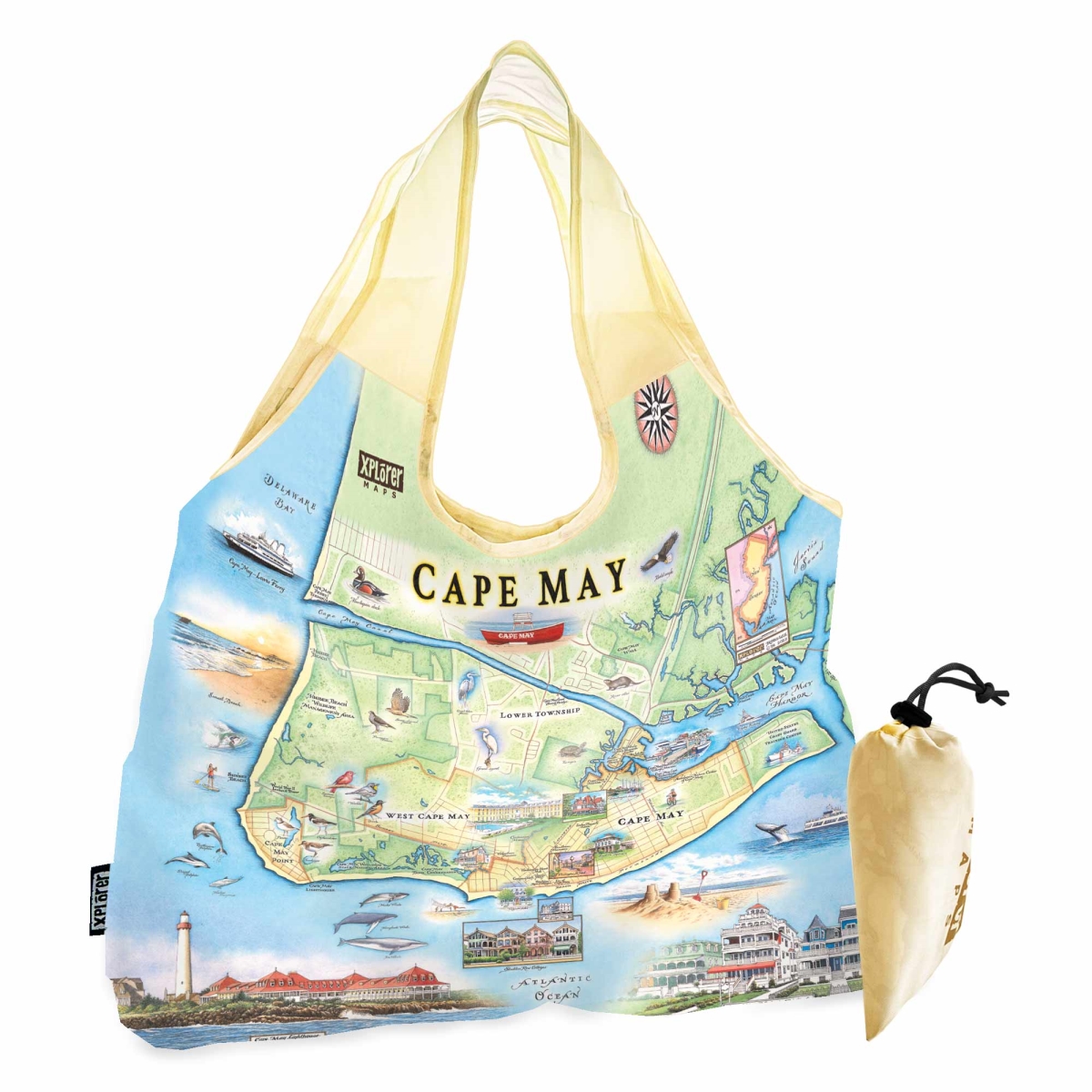 PTOTE_CM Cape May Map Pouch Tote Bag