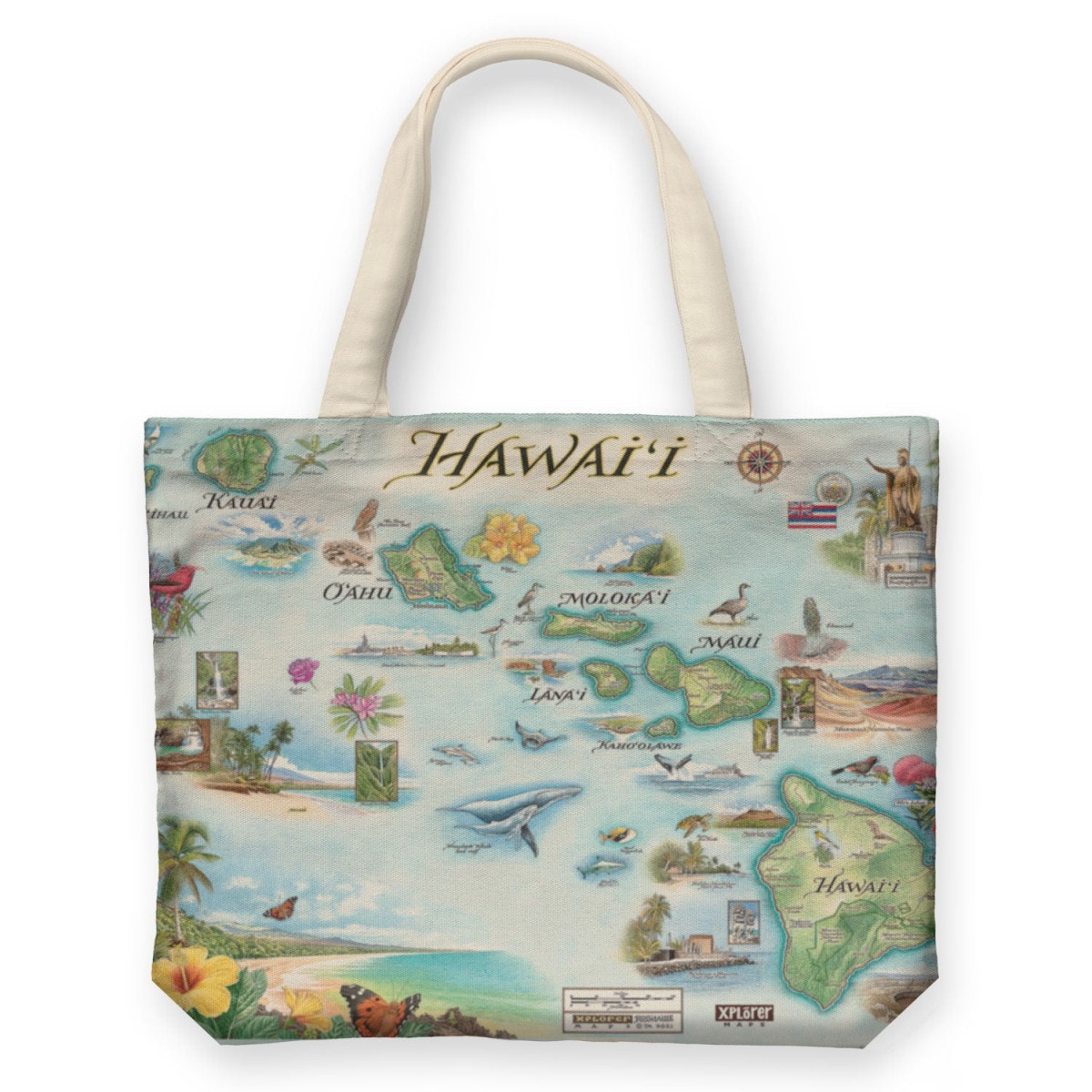 CTOTE_HI Hawai'i State Map Canvas Tote Bag