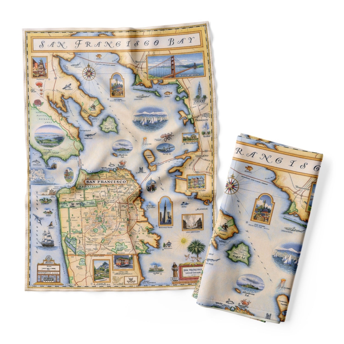 Picture of Xplorer Maps DT_SFB San Francisco Bay Map Kitchen Towel