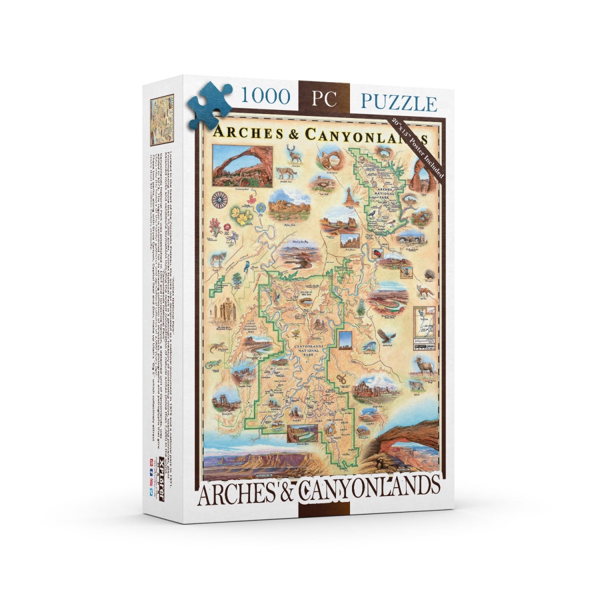 PZMCB_ARCAN Arches & Canyonlands National Parks Map Jigsaw Puzzle - 1000 Pieces