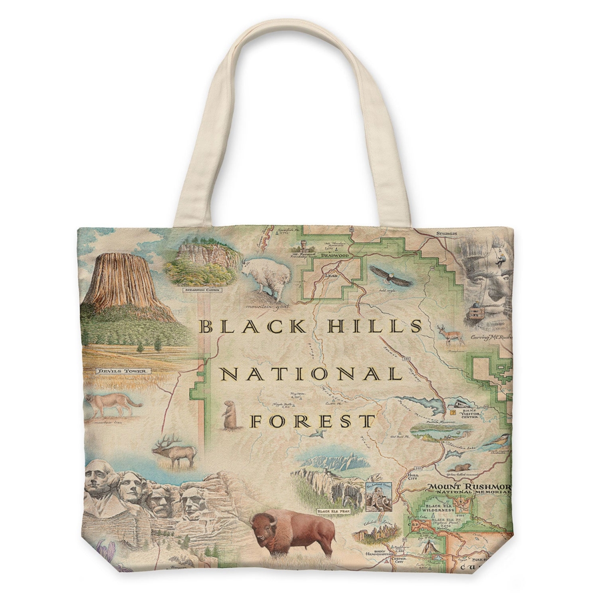 CTOTE_BHNF Black Hills National Forest Map Canvas Tote Bag
