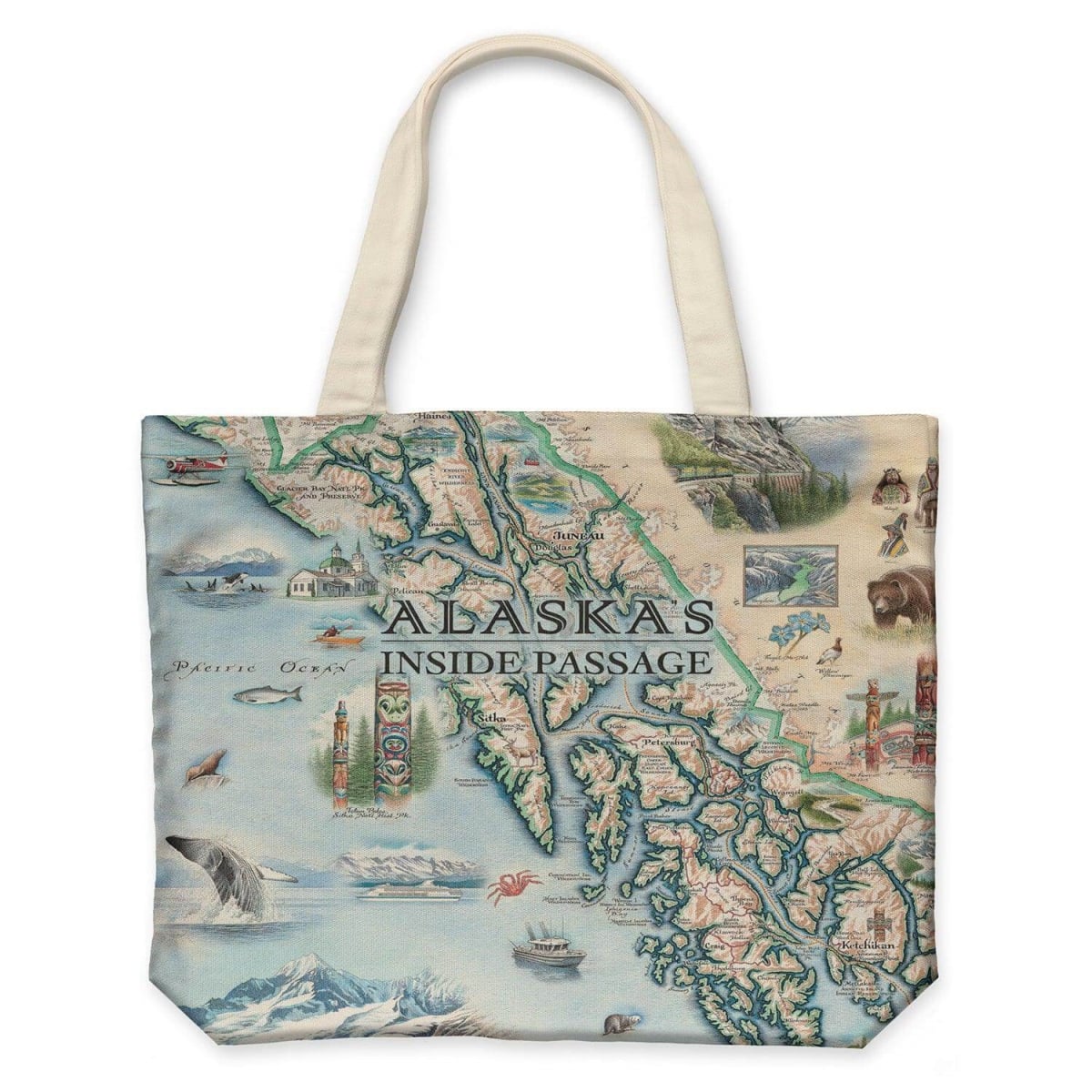 CTOTE_IP Alaska Inside Passage Map Canvas Tote Bag