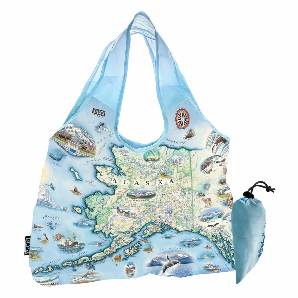 PTOTE_AK Alaska State Map Pouch Tote Bag