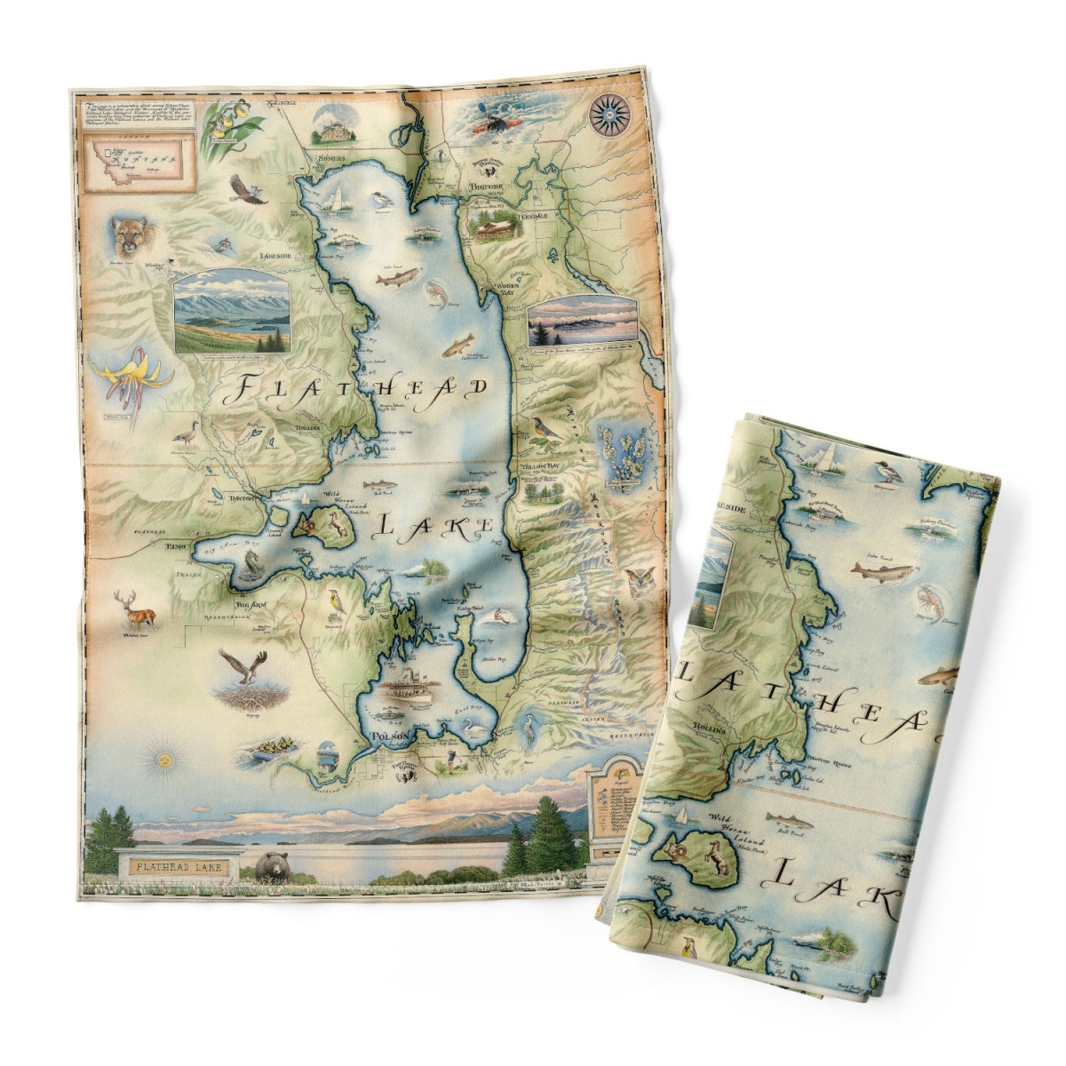 Picture of Xplorer Maps DT_FLH Flathead Lake Map Kitchen Towel