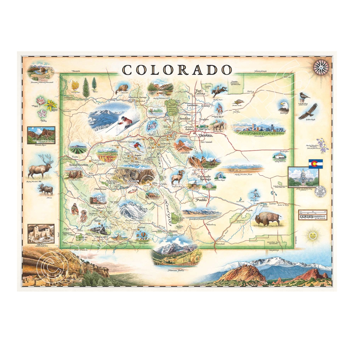 MAP_CO Colorado State Hand-Drawn Map