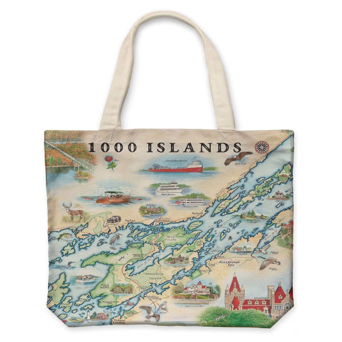 CTOTE_1000 1000 Islands Map Canvas Tote Bag