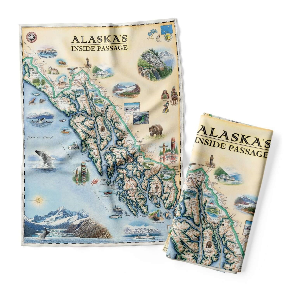 Picture of Xplorer Maps DT_IP Alaska Inside Passage Map Kitchen Towel