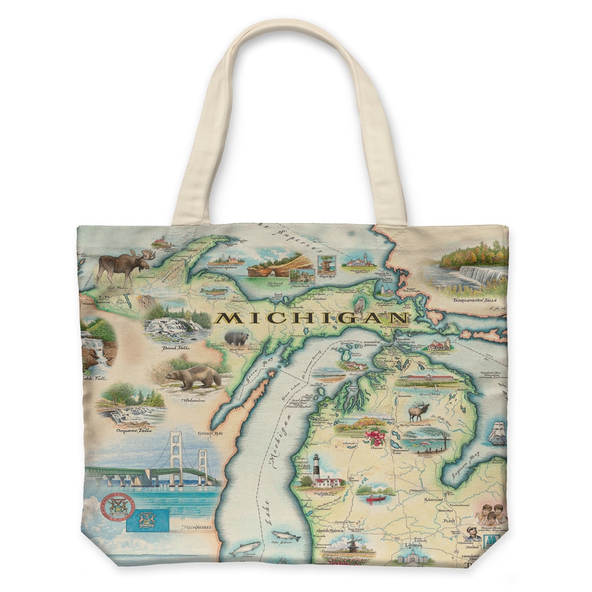 CTOTE_MI Michigan Map Canvas Tote Bag