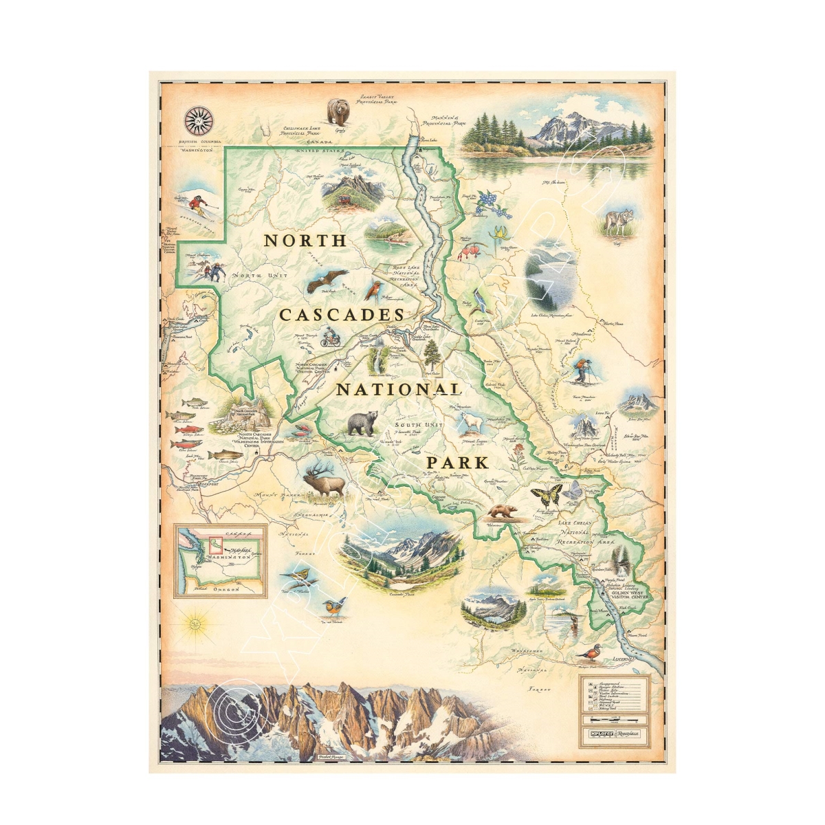 MAP_NCNP North Cascades National Park Hand-Drawn Map