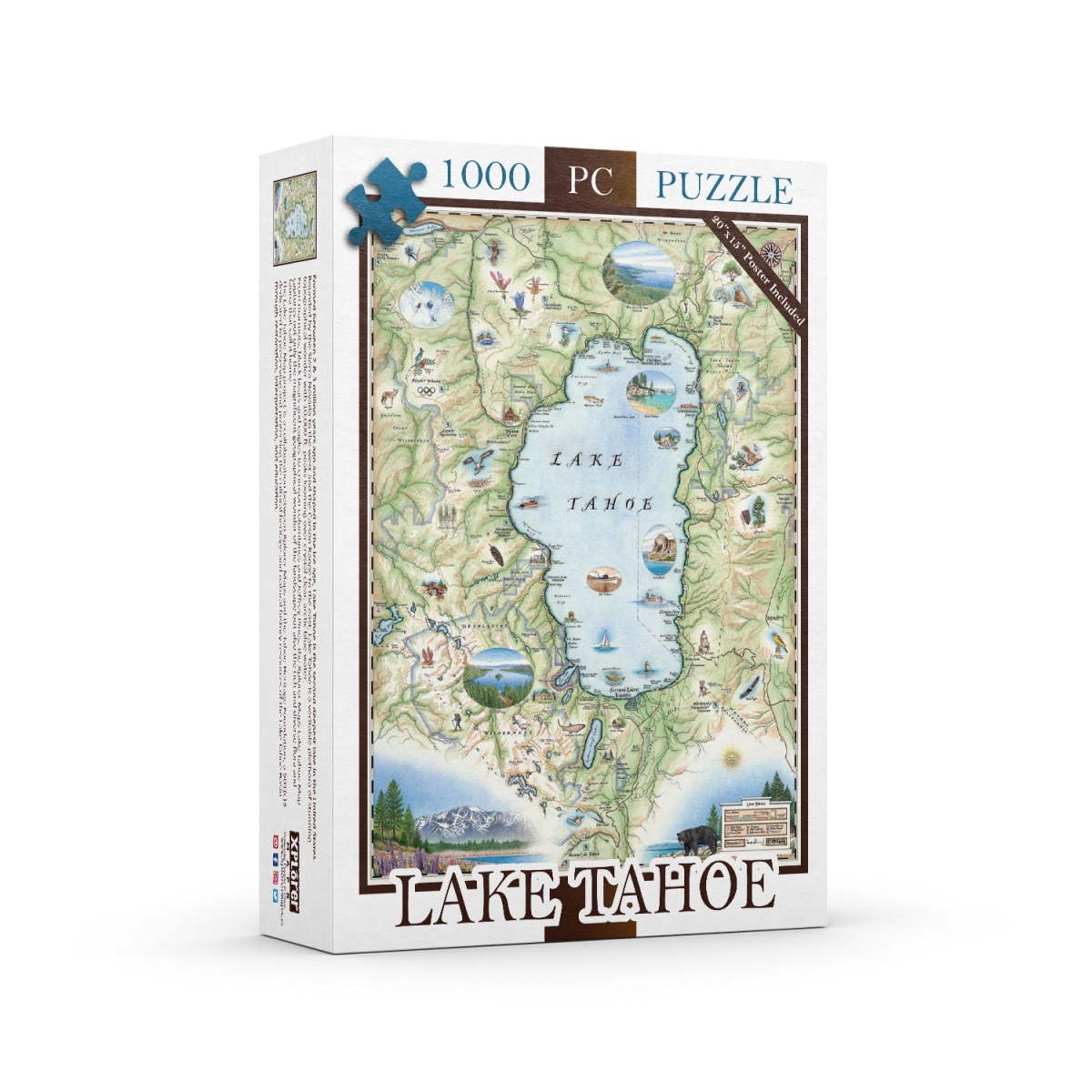 PZMCB_LTH Lake Tahoe Map Jigsaw Puzzle - 1000 Pieces