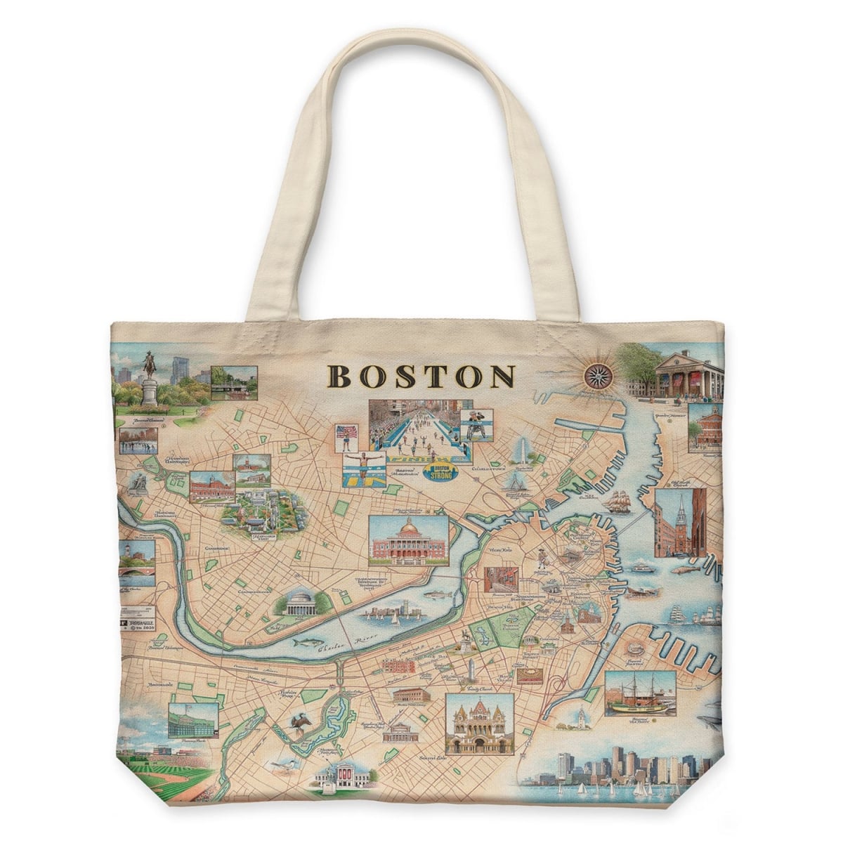 CTOTE_BN Boston Map Canvas Tote Bag