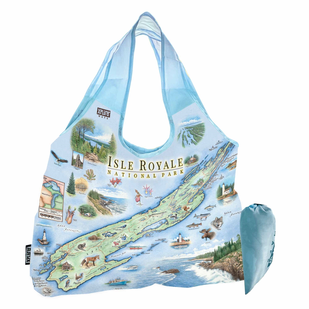 PTOTE_IRNP Isle Royale National Park Map Pouch Tote Bag