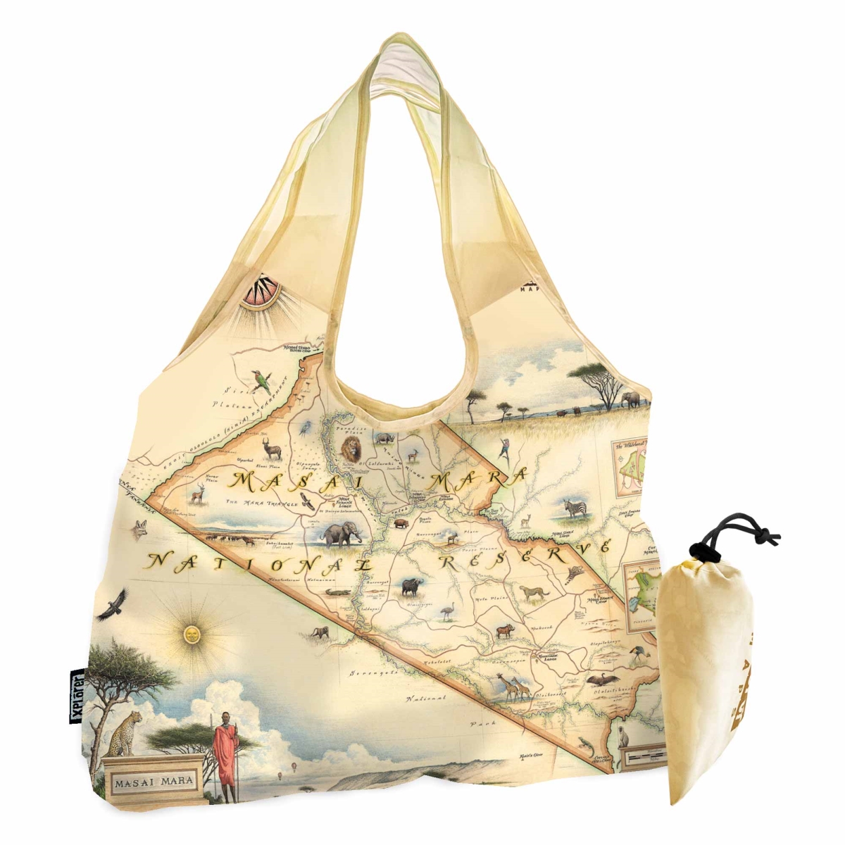 PTOTE_MMNR Kenya's Masai Mara Map Pouch Tote Bag