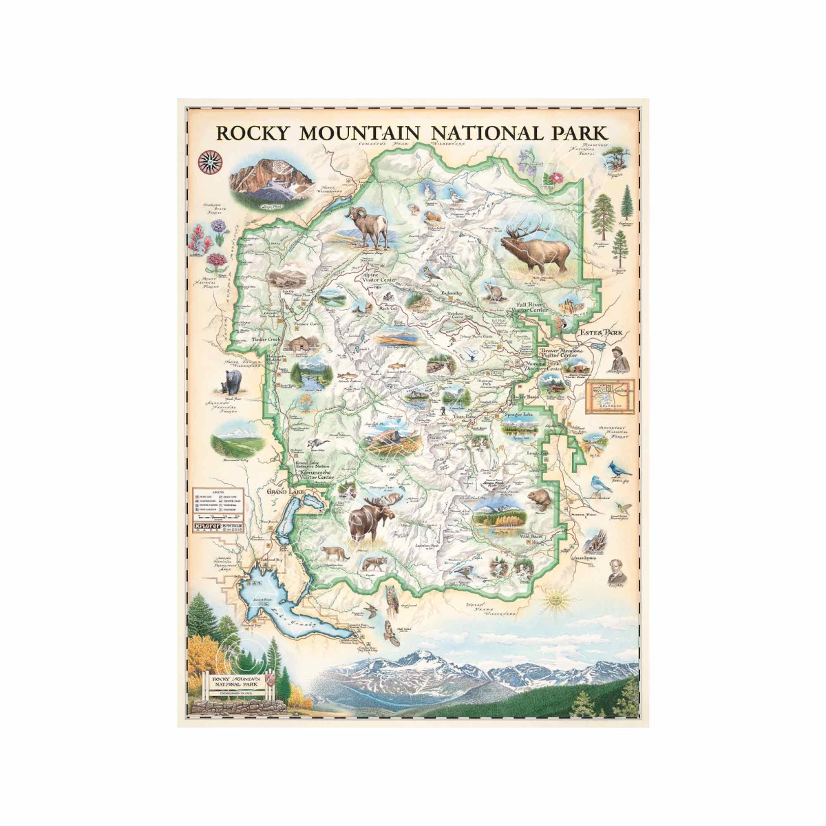 MAP_RMNP Rocky Mountain National Park Hand-Drawn Map