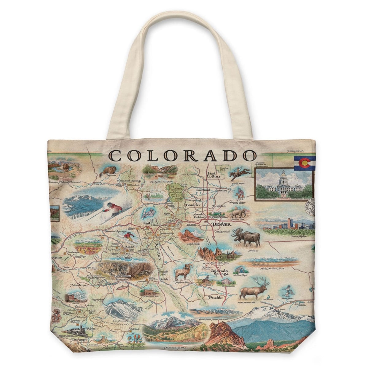 CTOTE_CO Colorado Map Canvas Tote Bag