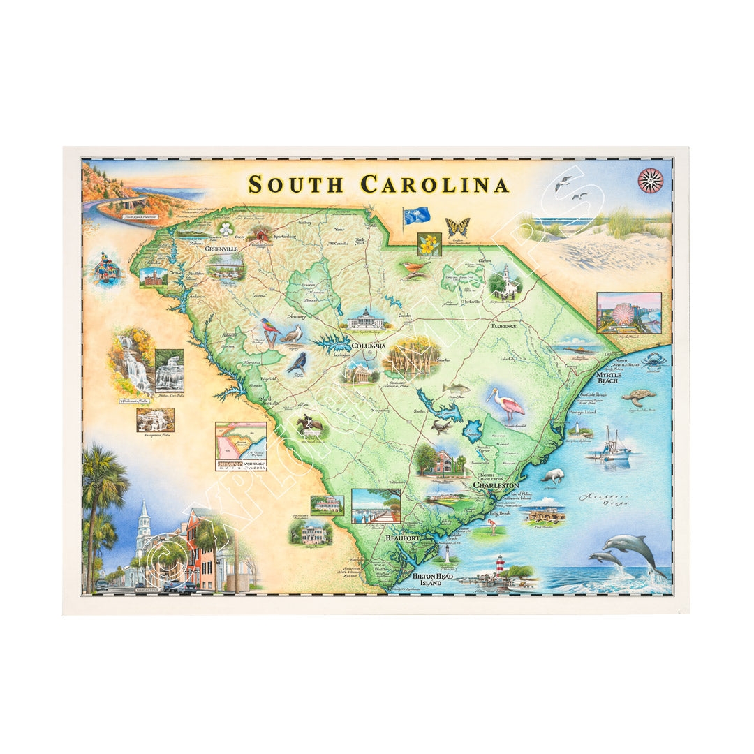 MAP_SC South Carolina State Hand-Drawn Map