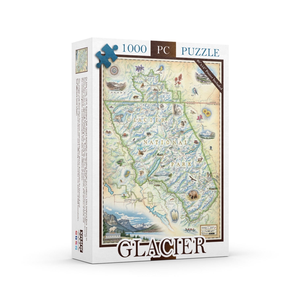 PZMCB_GNP Glacier National Park Map Jigsaw Puzzle - 1000 Pieces