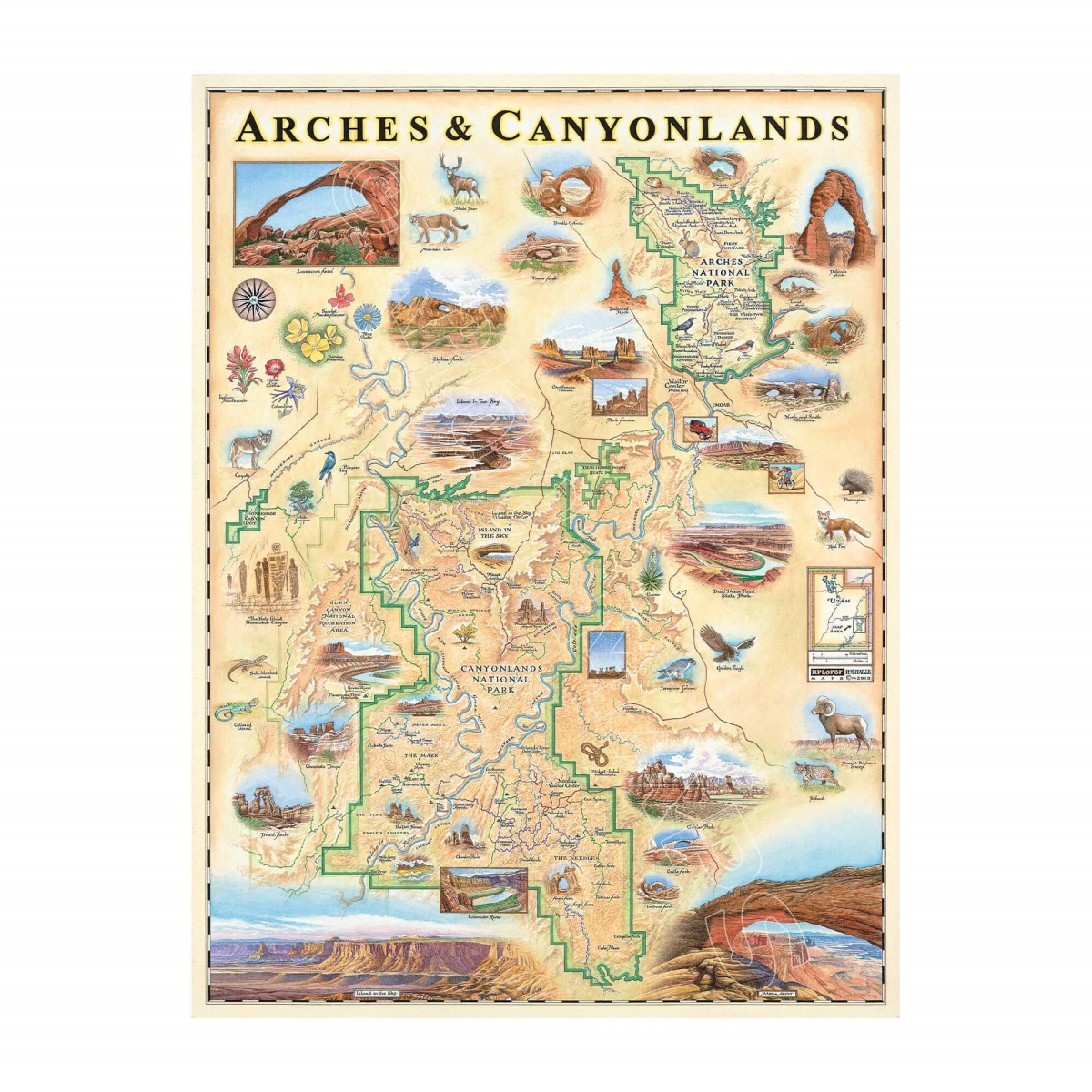 MAP_ARCAN Arches & Canyonlands National Park Hand-Drawn Map