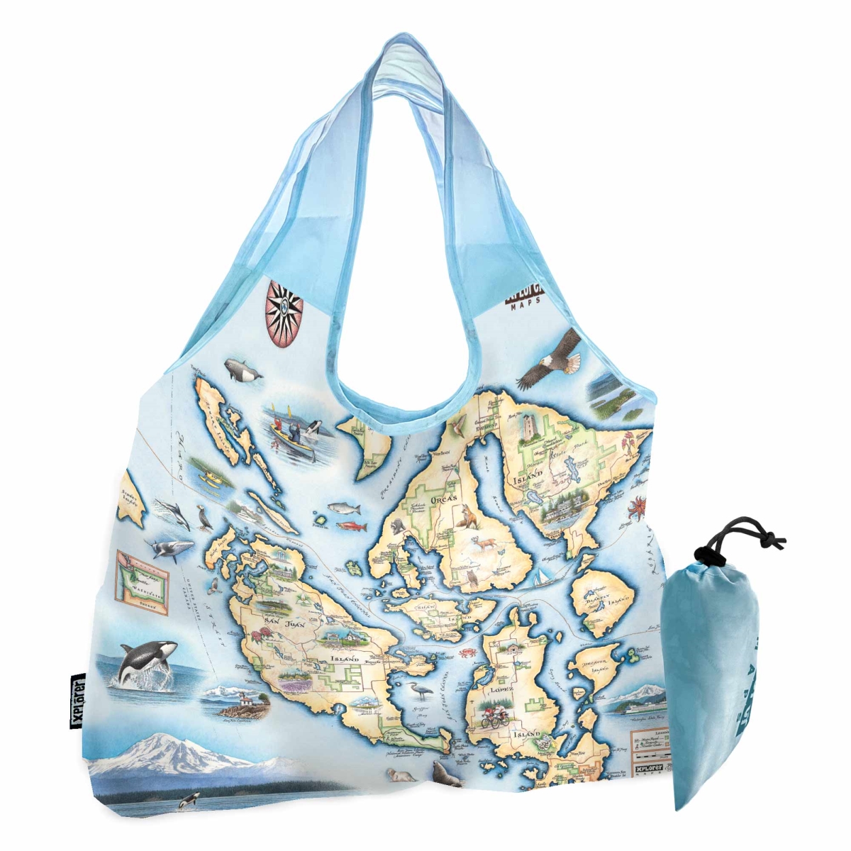 PTOTE_SJI San Juan Islands Map Pouch Tote Bag