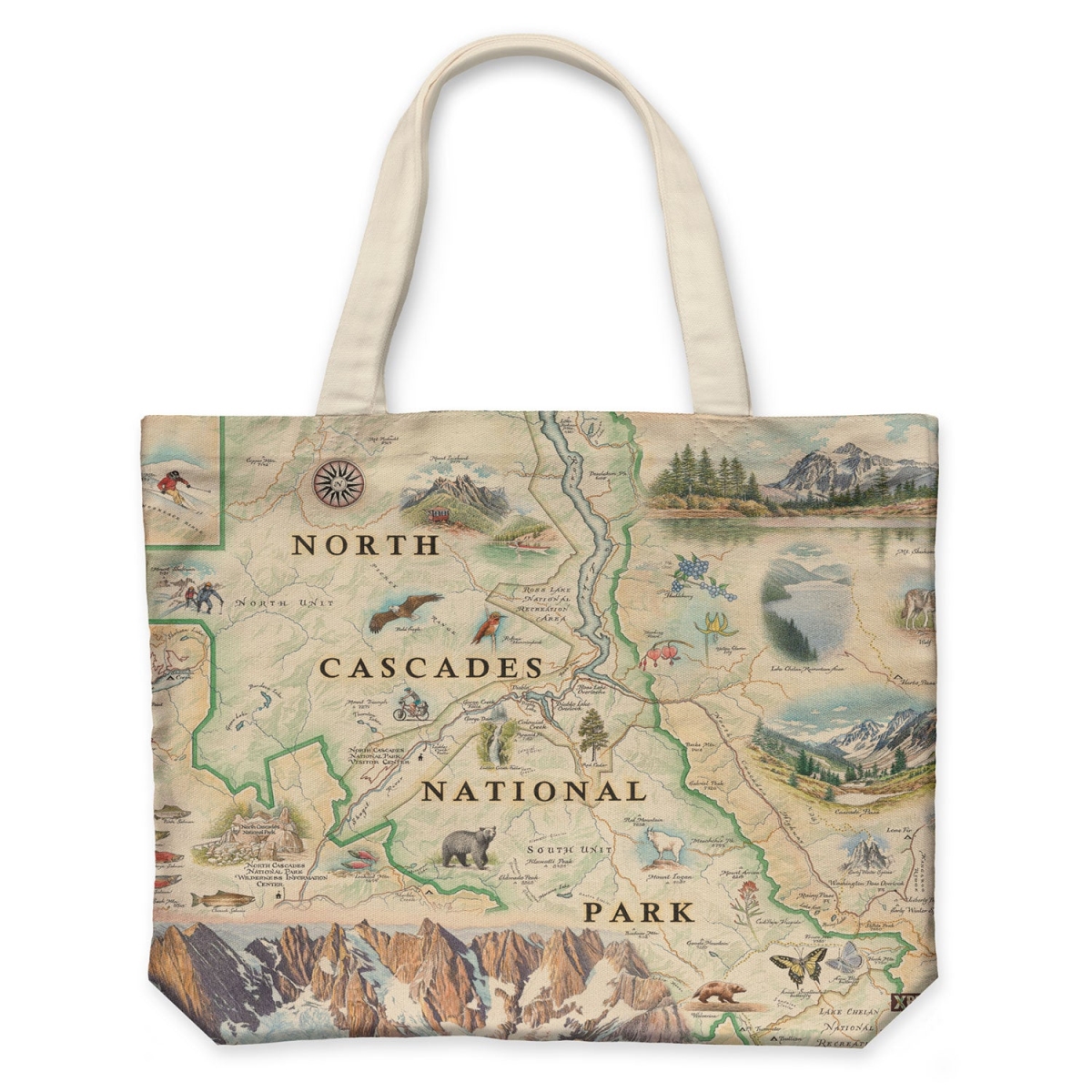 CTOTE_NCNP North Cascades Map Canvas Tote Bag