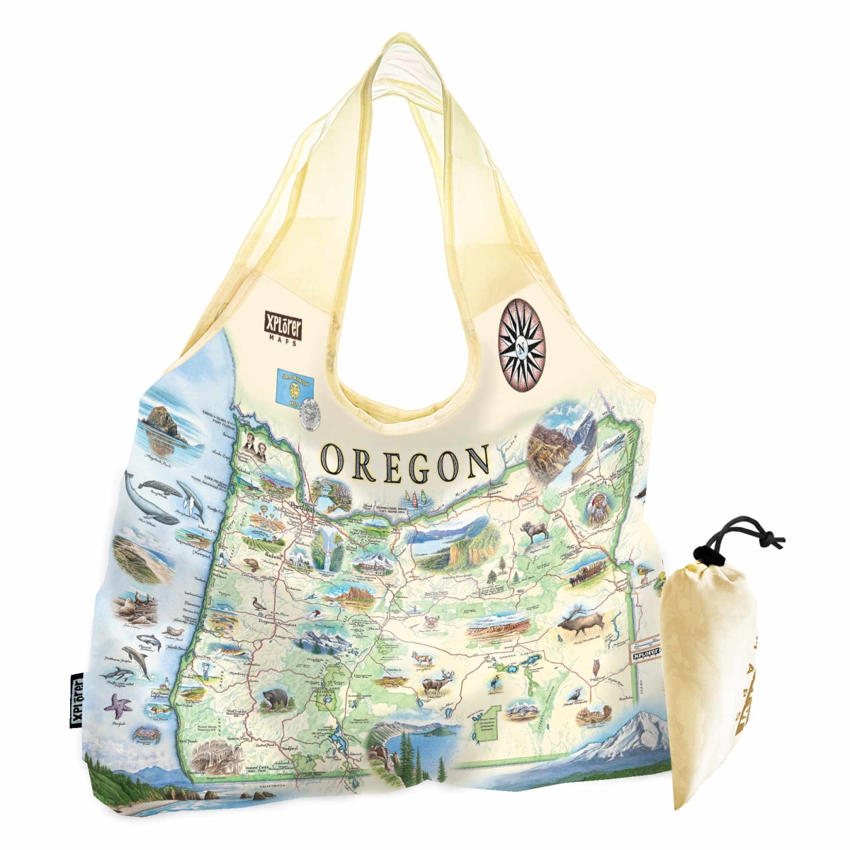 PTOTE_OR Oregon State Map Pouch Tote Bag
