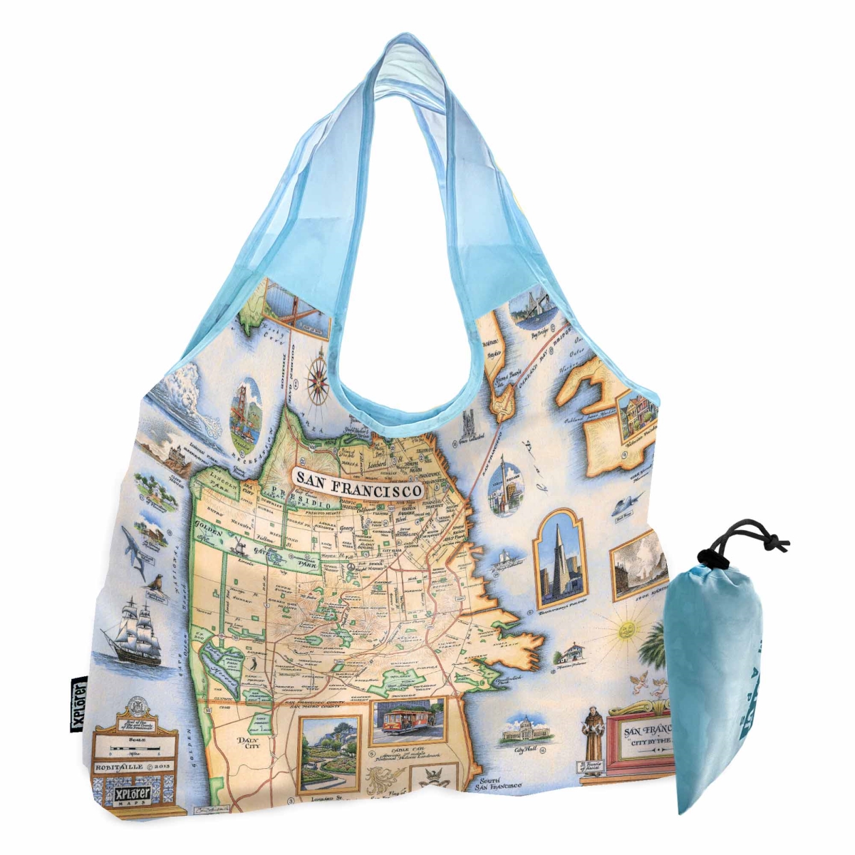 PTOTE_SFB San Francisco Bay Map Pouch Tote Bag