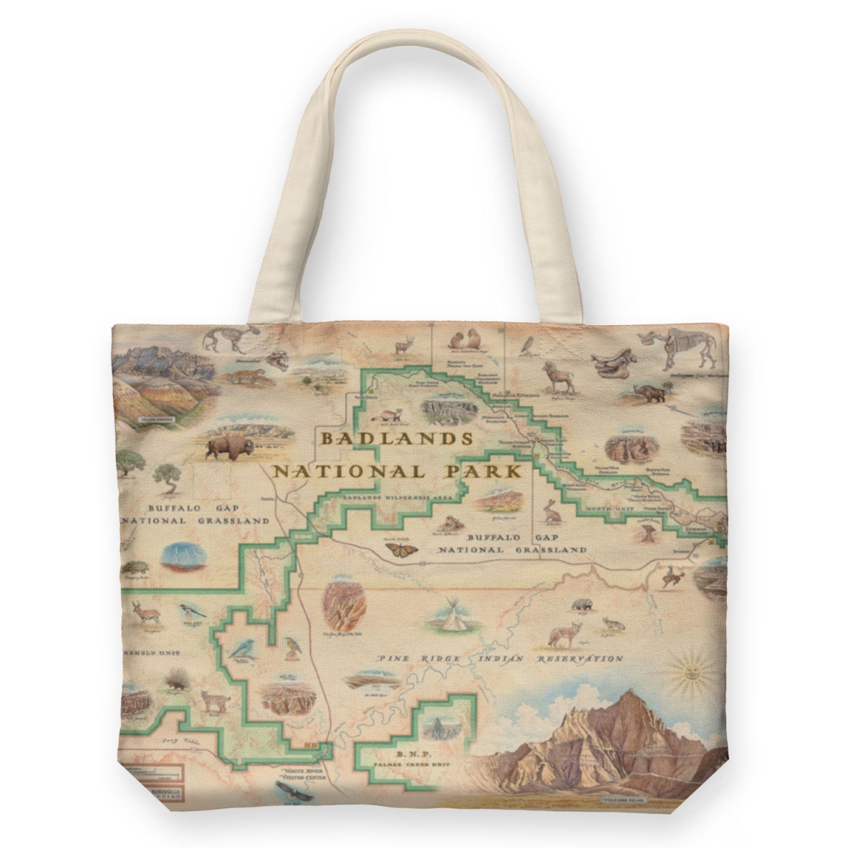CTOTE_BLNP Badlands National Park Map Canvas Tote Bag
