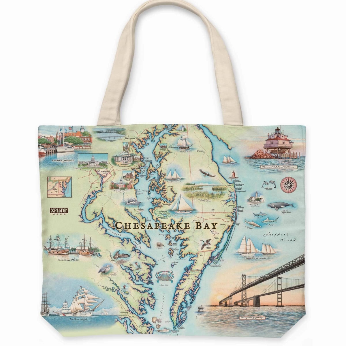 CTOTE_CB Chesapeake Bay Map Canvas Tote Bag