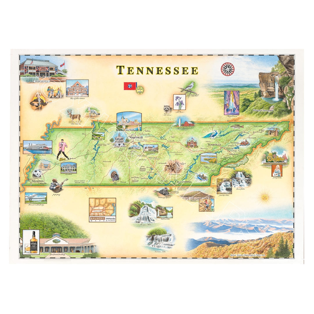 MAP_TN Tennessee Hand-Drawn Map