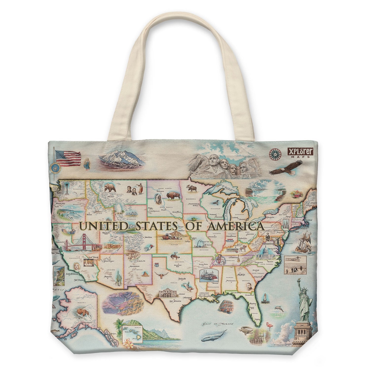 CTOTE_USA USA Map Canvas Tote Bag