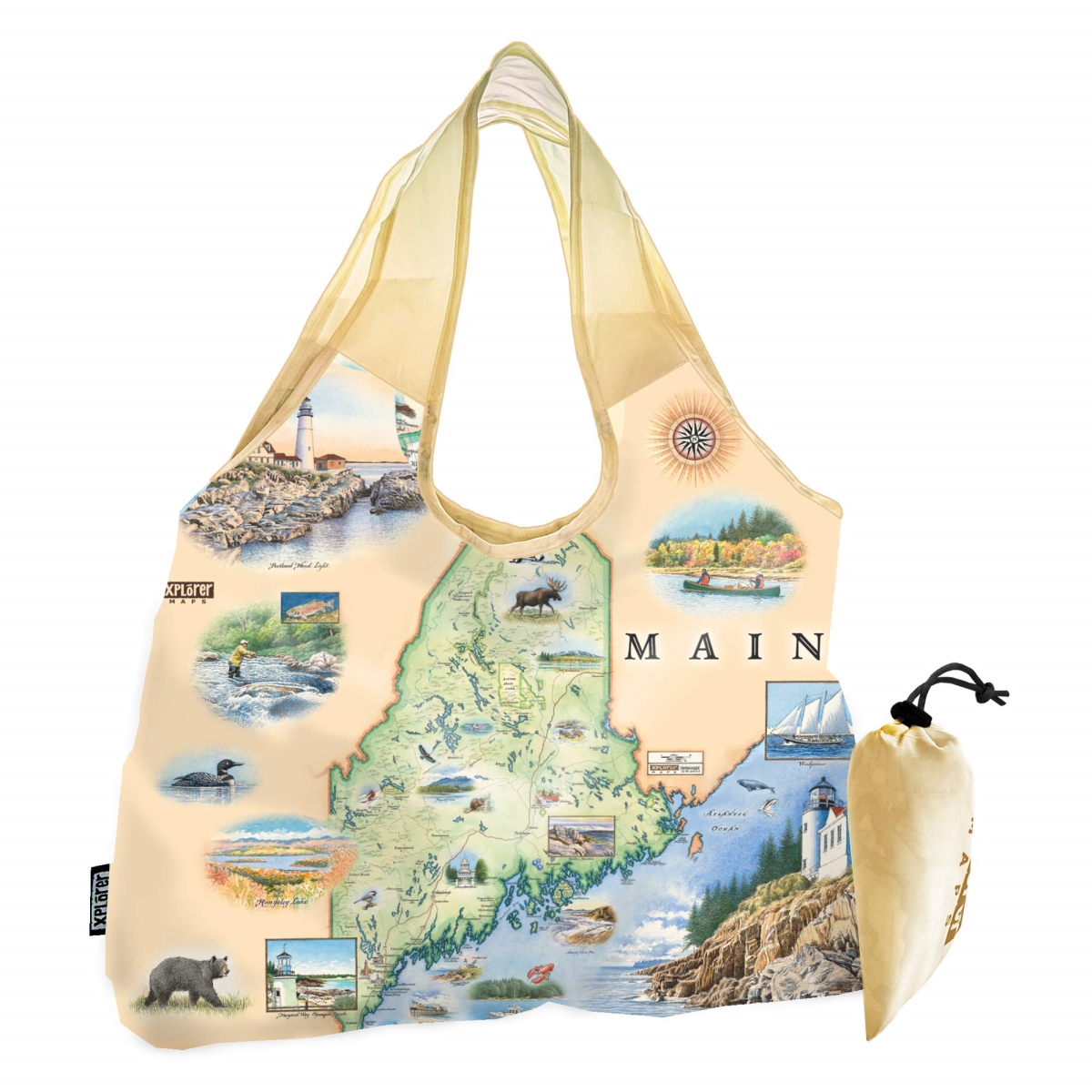 PTOTE_ME Maine State Map Pouch Tote Bag