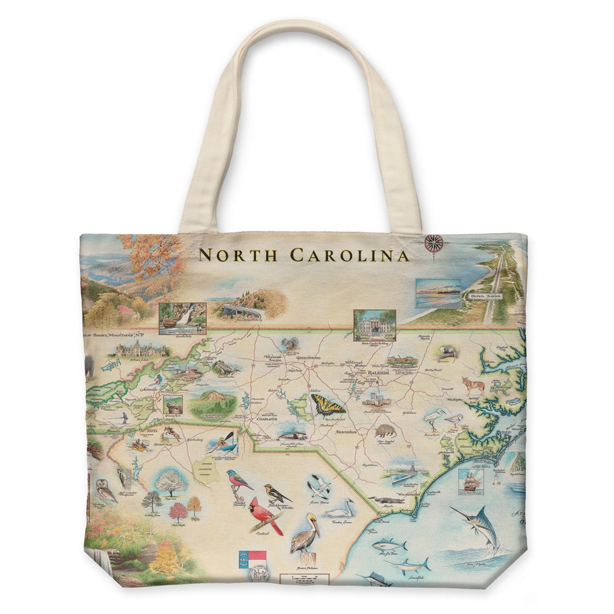 CTOTE_NC North Carolina Map Canvas Tote Bag