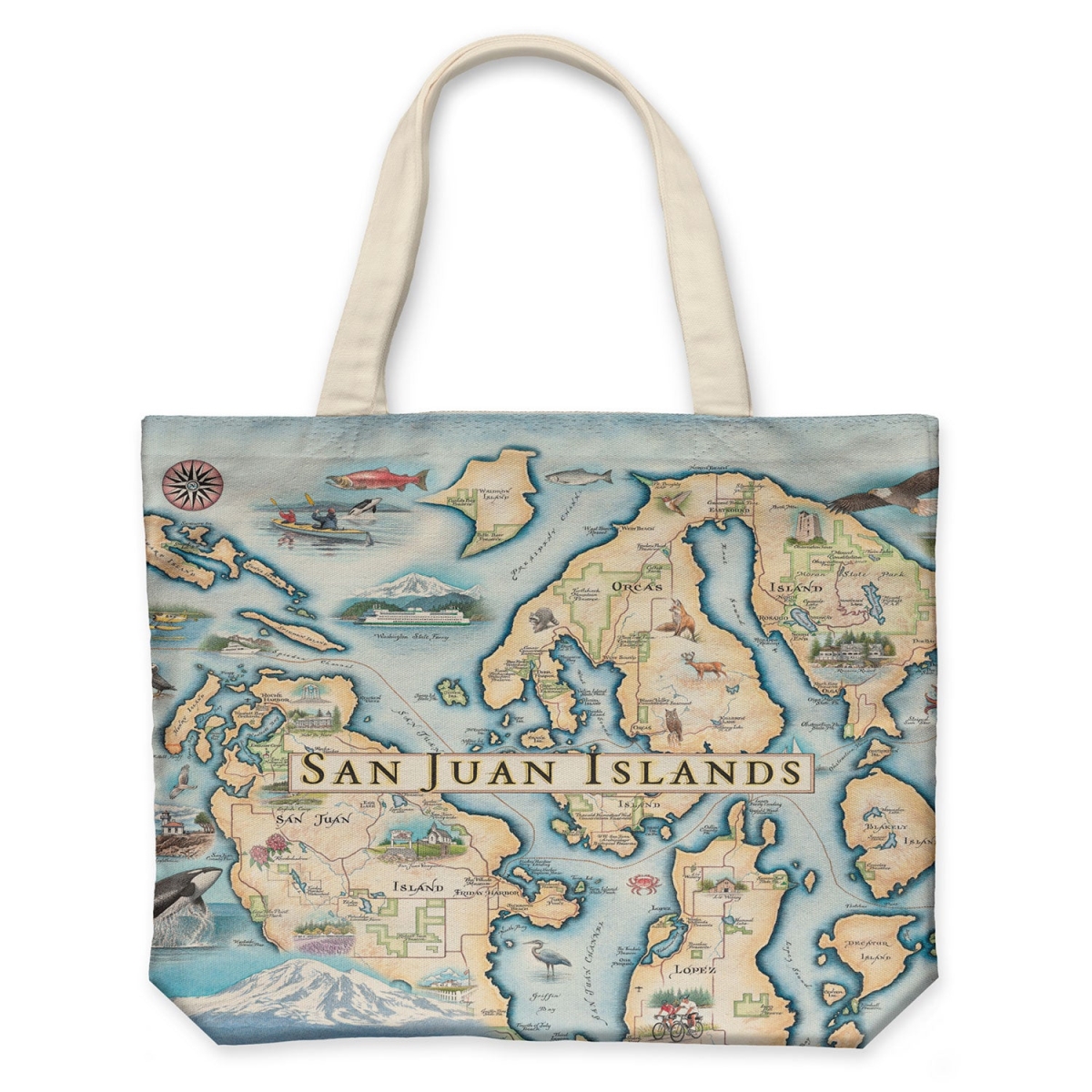 CTOTE_SJI San Juan Islands Map Canvas Tote Bag
