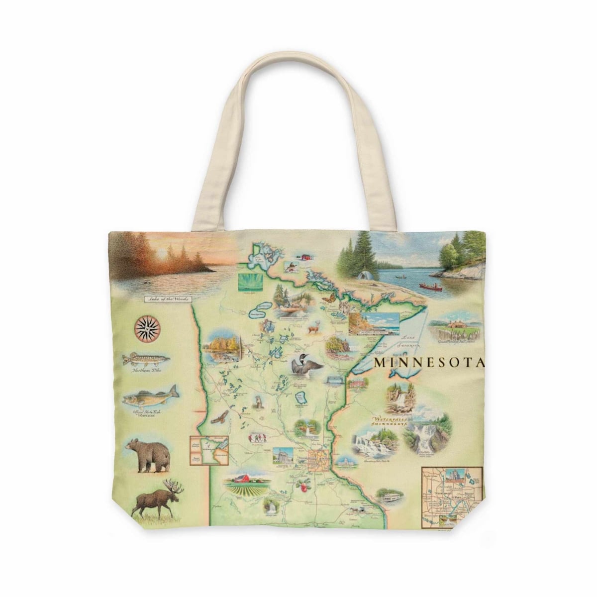 CTOTE_MN Minnesota State Map Canvas Tote Bag