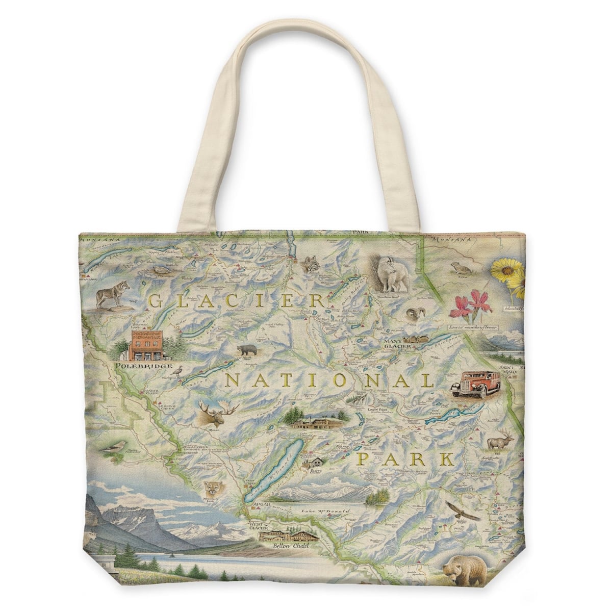 CTOTE_GNP Glacier Map Canvas Tote Bag
