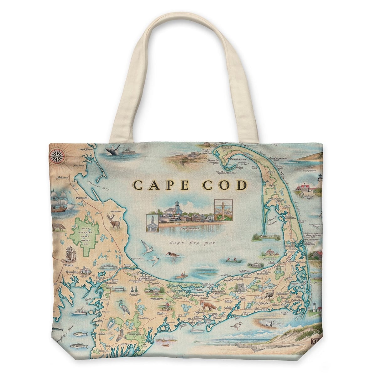 CTOTE_CC Cape Cod Map Canvas Tote Bag