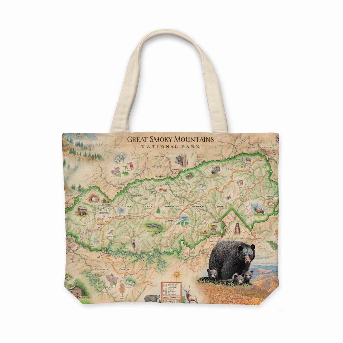 CTOTE_GSM Great Smoky Mountains National Park Map Canvas Tote Bag