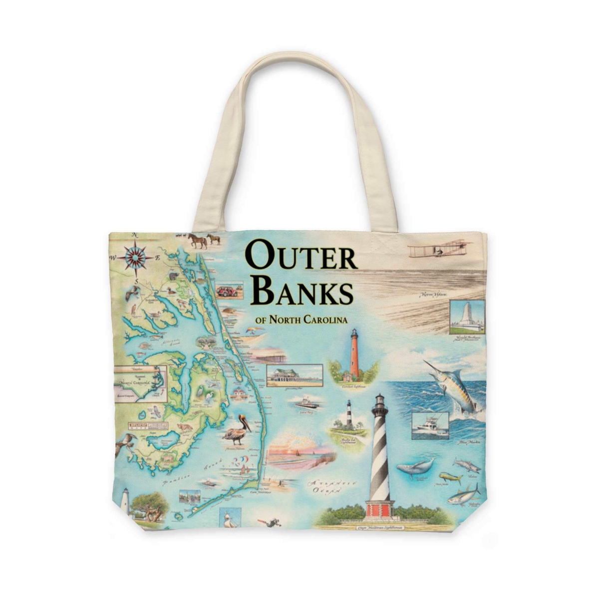 CTOTE_OBX Outer Banks Map Canvas Tote Bag