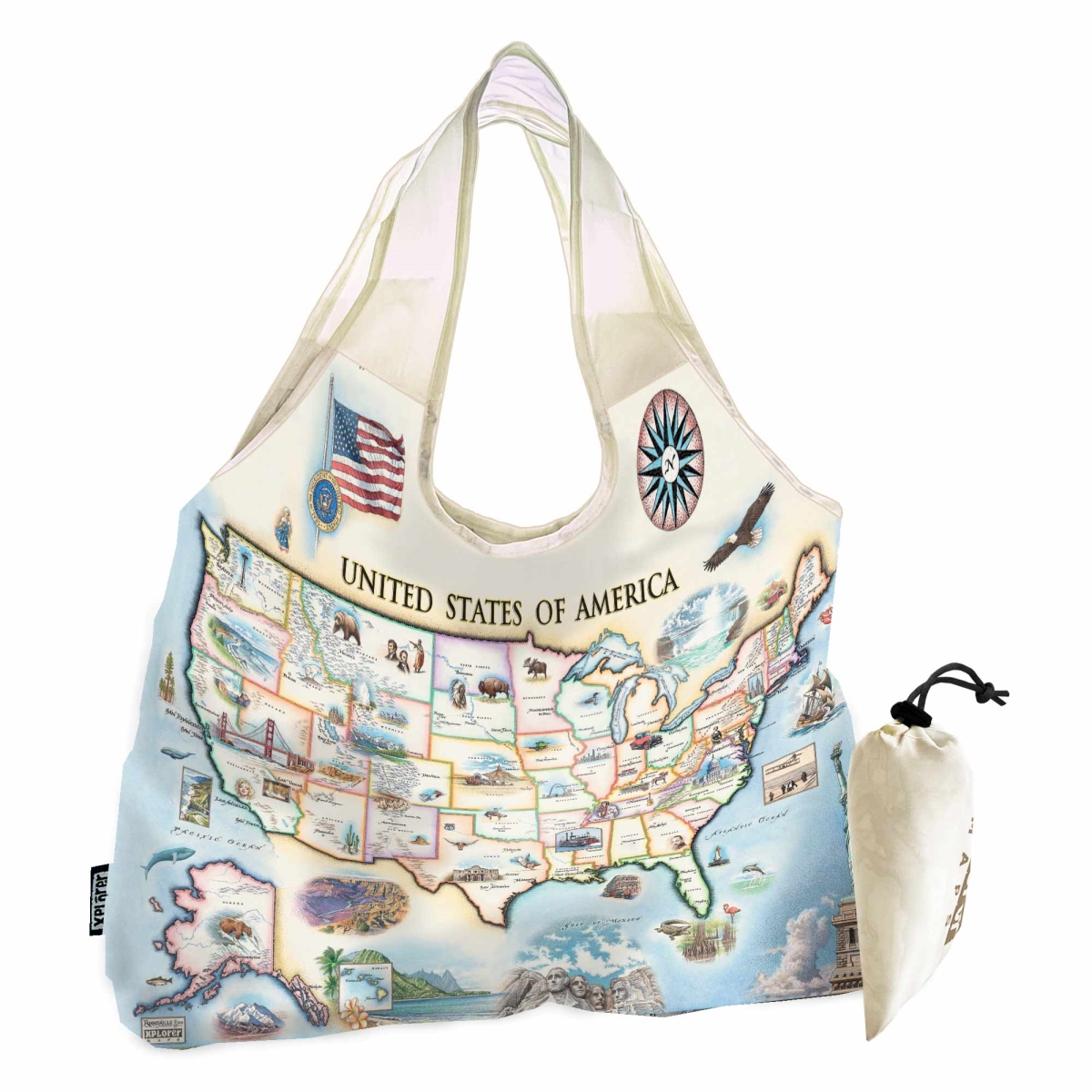 PTOTE_USA USA Map Pouch Tote Bag