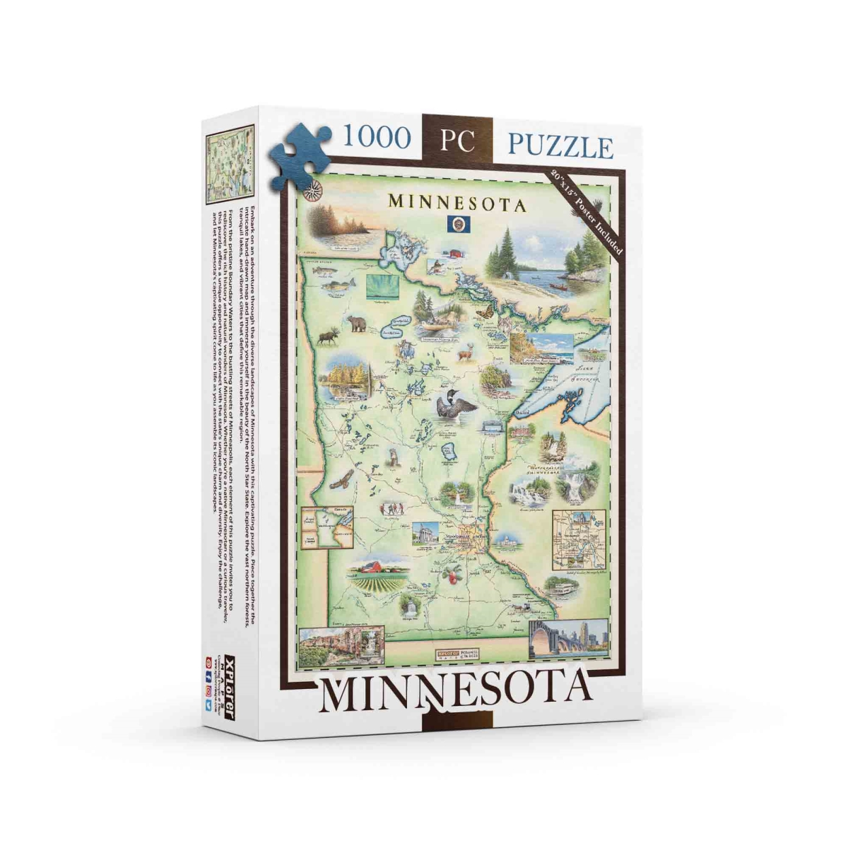 PZMCB_MN Minnesota State Map Jigsaw Puzzle - 1000 Pieces