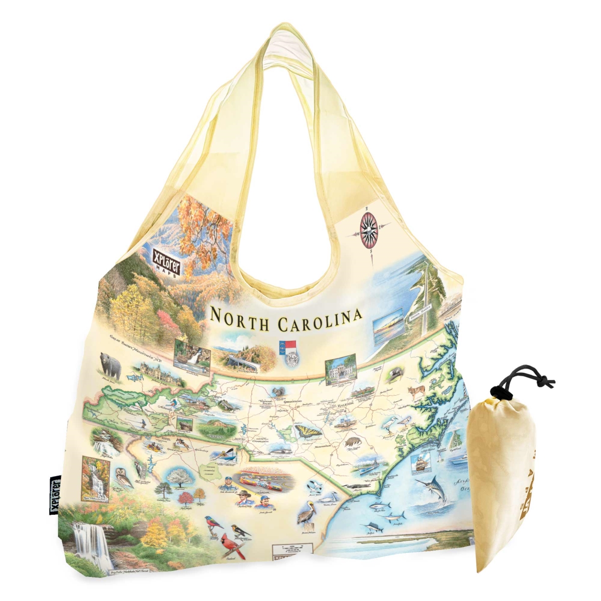 PTOTE_NC North Carolina Map Pouch Tote Bag