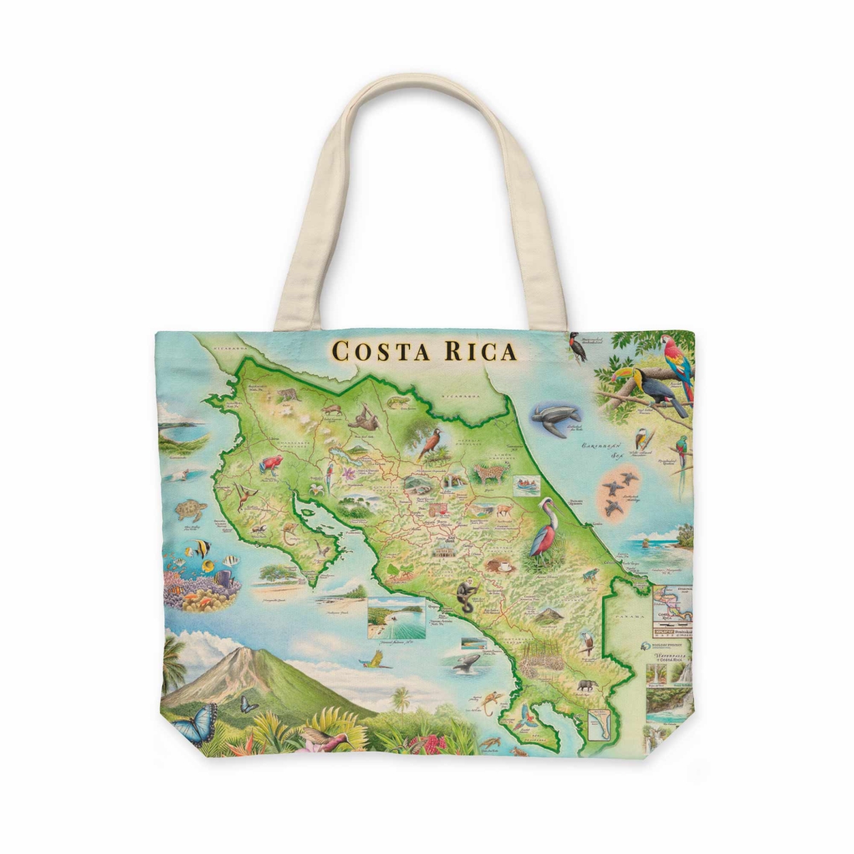 CTOTE_CR Costa Rica Map Canvas Tote Bag