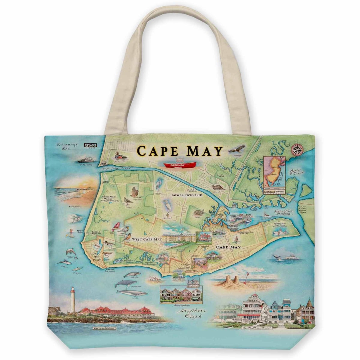 CTOTE_CM Cape May Map Canvas Tote Bag