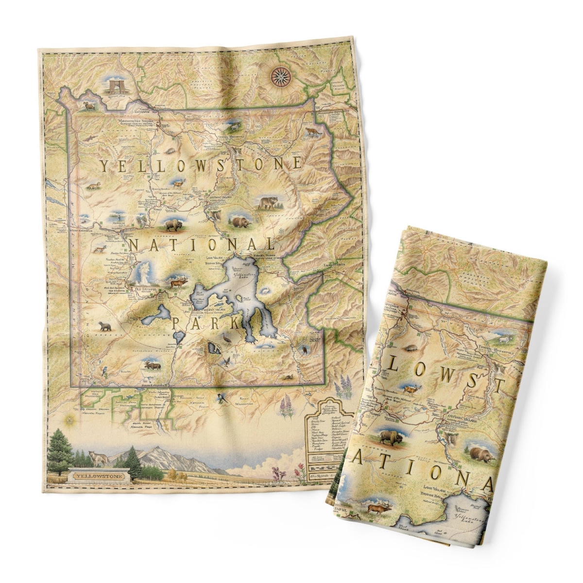 Picture of Xplorer Maps DT_YWS Yellowstone National Park Map Kitchen Towel