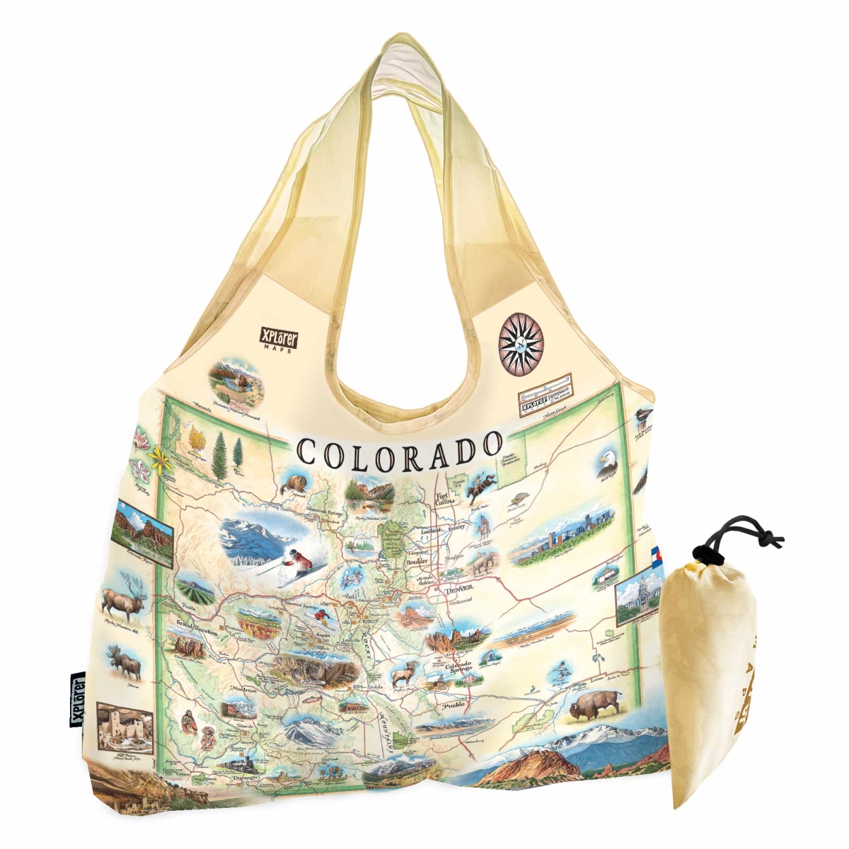 PTOTE_CO Colorado State Map Pouch Tote Bag