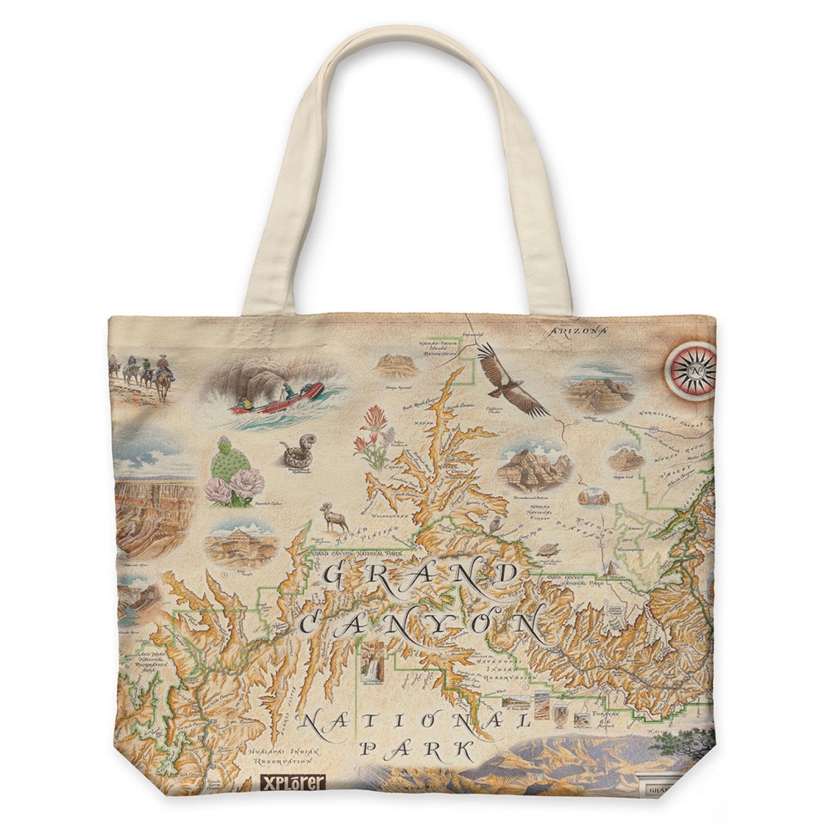 CTOTE_GCNP Grand Canyon Map Canvas Tote Bag