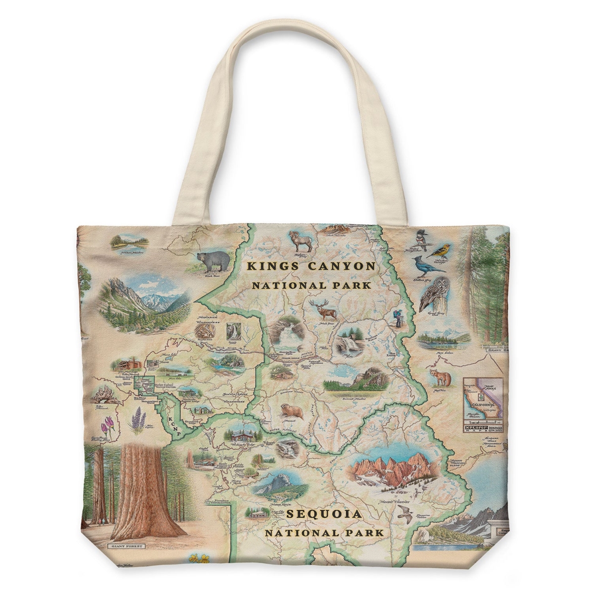 CTOTE_SKCNP Sequoia & Kings Canyon Map Canvas Tote Bag
